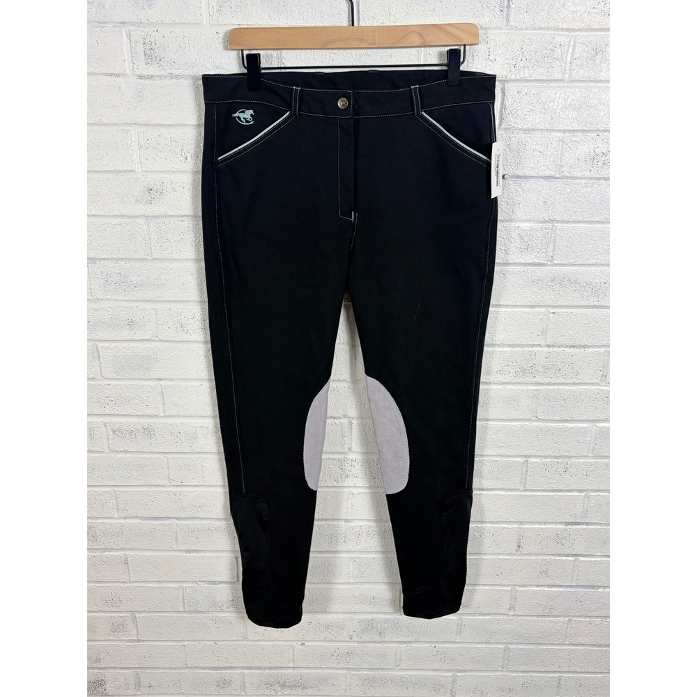 SmartPak Piper Knee Patch Breeches Womens 34L Black Equestrian Riding Pants